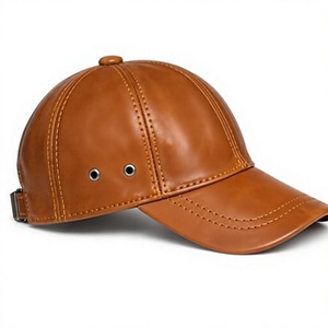 Brown Leather Baseball Cap Adjustable Strap Curved Brim Casual <b>Dad</b> Hat for Outdoor Wear - Product Image 3