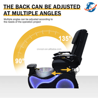 Fauteuil de pédicure électrique professionnel avec structure en acier inoxydable, bassin pour les pieds à LED, jets de massage, inclinaison réglable, pour salon de manucure et spa