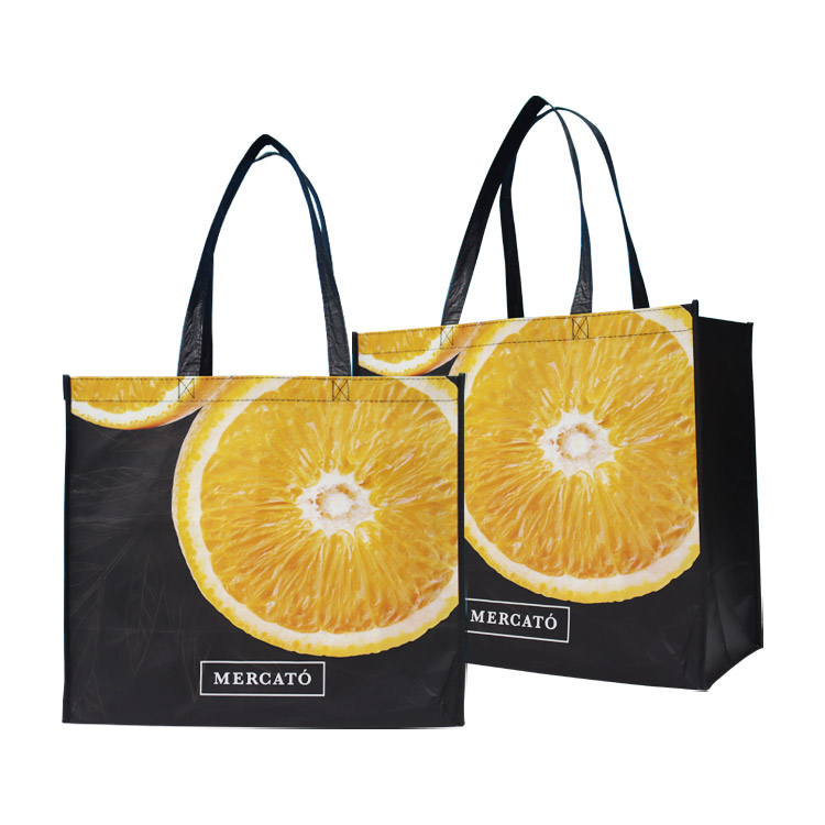 Reusable RPET Tote Bag Recycled Laminated RPET Grocery Bag Logo Printed Daily Gift Promotion Handled