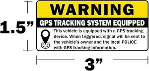 Gps מעקב מדבקה נגד גניבת רכב אזהרה 6 חבילה 2.5 "x 3.5" X "מדפי ויניל דו צדדי, ב/חיצוני, למינציה עבור uv & מים - Product Image 3