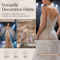 LH Wholesale Tissu en polyester 100% brodé à pampilles, dentelle à sequins et broderie en maille pour robes de mariée, chaussures, personnalisation OEM