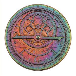 Moneda Conmemorativa de 1 oz de Cobre Fino .999, Redonda, Estampada, con Astrolabio Medieval, Herramienta de Navegación, Pátina Arcoíris, Arte Astronómico - Product Image 1