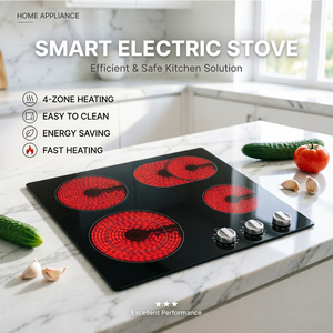 Table <span class=keywords><strong>de</strong></span> cuisson <span class=keywords><strong>vitrocéramique</strong></span> encastrable 7200W 4 zones, commande tactile, plaque en verre facile à nettoyer, surface lisse, 59cm - Product Image 5