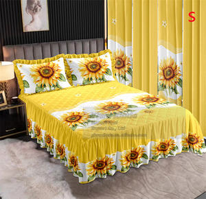 Factory Direct <strong>Sales</strong> <strong>Bedding</strong> <strong>Set</strong> 7pcs Bedskirt Ruffles Quilted Bedsheet Bedskirt <strong>with</strong> <strong>Matching</strong> <strong>Curtains</strong> Pillowcases - Product Image 4
