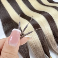 Extensions de cheveux Nano Ring 100% cheveux humains vierges, pointe en nylon, couleur ombrée balayage, qualité salon, livraison DDP