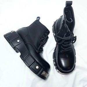 Nouvelle Arrivée 2025 – Chaussures Oxford Montantes en PU Haut de Gamme pour Hommes – Semelle Plate Épaisse, Design Rehaussé, Bout Rond avec Rivets, Style Martin - Product Image 2