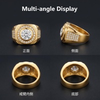 Anillo Clásico de Hip Hop para Hombre, Plata de Ley S925, Chapado en Oro, con Moissanita Redonda de 2 Quilates, Regalo para Aniversario, Fiesta o Uso Diario