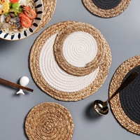 6 pièces de sous-verres en corde de coton pour Table à manger, vente en gros, rond naturel de l'eau, isolation thermique, dessous de verres pour boisson