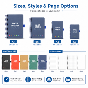 Quaderno a Spirale Personalizzato A5 <span class=keywords><strong>A4</strong></span> B5 A6 con Logo del Tuo Brand, Portapenna, per Ufficio, Scuola, Regalo, OEM - Product Image 5
