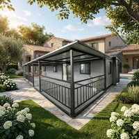 Maison conteneur extensible de 40 pieds - Prête à l'emploi, maison moderne avec cuisine et chambre (panneaux sandwich en acier, installation rapide)
