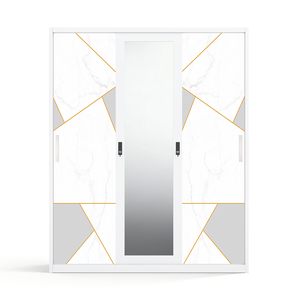 Armario de Acero Impreso con Espejo y 3 Puertas Corredizas de 1500 mm para Almacenamiento de Ropa - Product Image 2