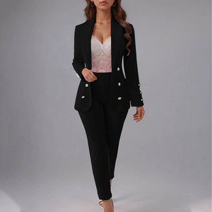 Conjunto de <span class=keywords><strong>Blazer</strong></span> de Punto Satinado Regular para <span class=keywords><strong>Mujer</strong></span> Ym135 2026, Chaqueta de Punto con Botones, Cuello de Moda, Estilo Ejecutivo - Product Image 3