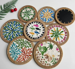 Sous-verres en bois peints de style chinois, écologiques, durables, résistants à la chaleur, faits à la main, pour table à collation, sous-verres pour tasses, vente en gros - Product Image 2