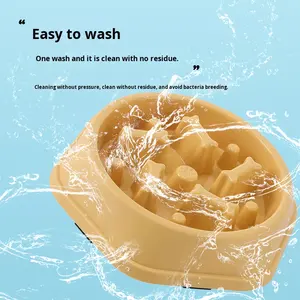 Mangkuk Makan Anjing Anti-Tersedak Anti-Jatuh Bentuk Tulang, Mangkuk Plastik Portabel untuk Makan Hewan Peliharaan - Product Image 3