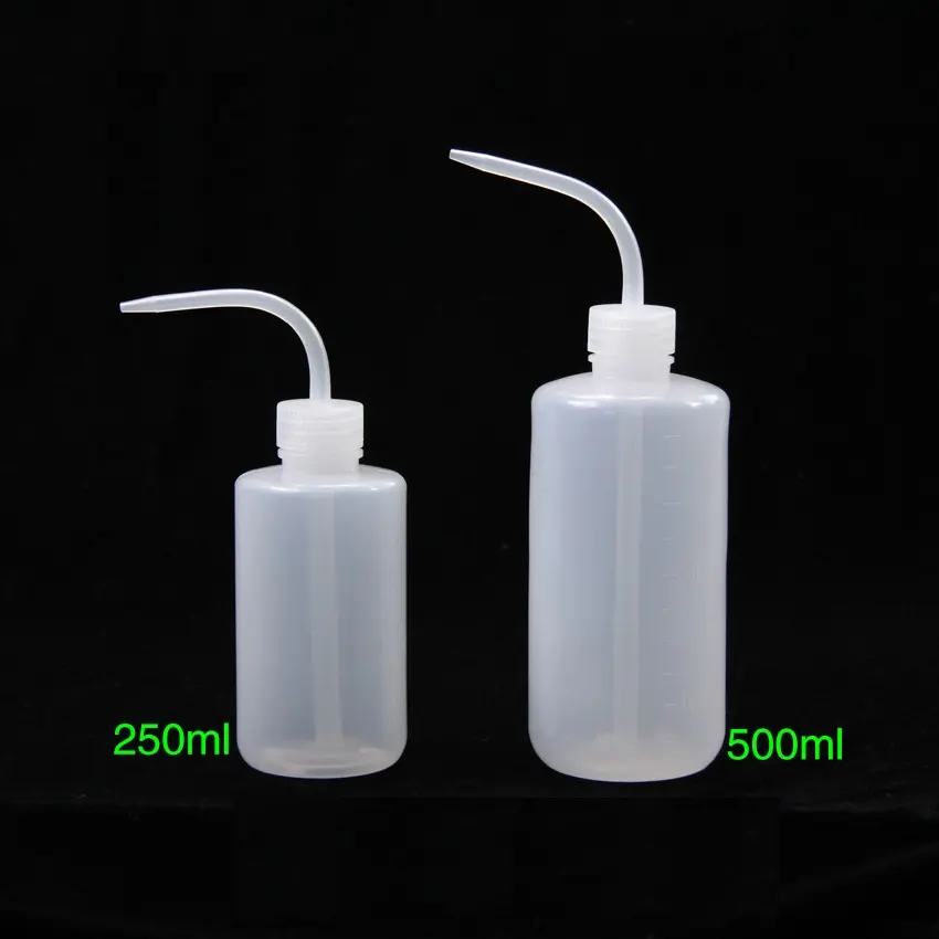 250ml 500ml Plastic elbow rinse bottle for eyeliner pigment with sharp tip