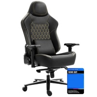 Chaise de jeu ergonomique pivotante et réglable, style course, en cuir PU Napa, avec fonction de refroidissement, structure en métal et cuir synthétique, appui-tête intégré