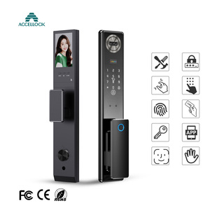 ACCELLOCK Tuya ビデオインターホンシステム 顔認証 スマートホームオートメーション セキュリティロック 手のひらスキャン アルミニウム合金 木製 クラウド - Product Image 1