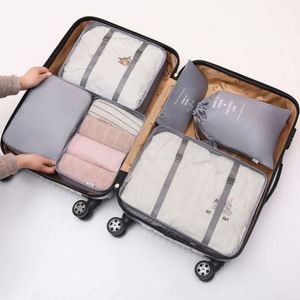 Ensemble de 6 sacs de rangement pour bagages de voyage, cubes de compression imperméables pour valise - Product Image 6