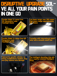 Ampoule de phare LED haute puissance 125W 15000LM, puces 3570, H4 H7 H11 9005 9006, 6000K, étanche IP67, voitures, motos - Product Image 6