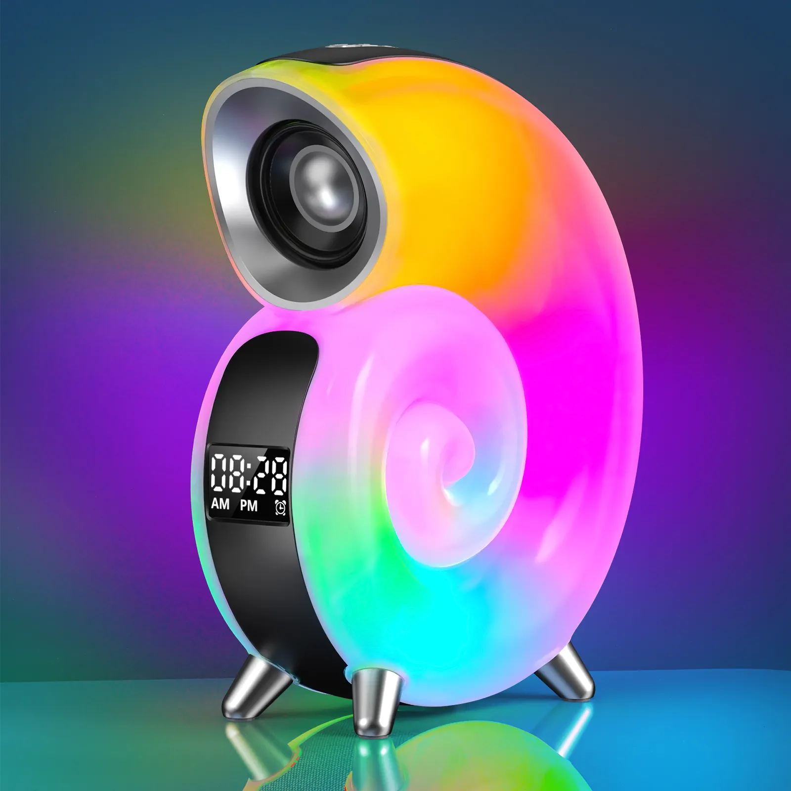 신제품 휴대용 음악 BT 스피커 앱 제어 디지털 알람 시계 RGB 256 조명 모드 새로운 도착을 2024 트렌드 제품