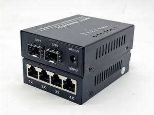 ตัวแปลงสื่อ SC ตัวรับส่งสัญญาณแสง10/100ม. 20กม. 2 SC + 4 RJ45สวิตช์ไฟเบอร์ออปติก - Product Image 2