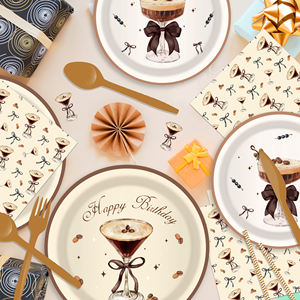 MM338 Martini <span class=keywords><strong>Espresso</strong></span> Dessert per feste Set piatti di carta Martini tovaglioli tazze per decorazioni di nozze di compleanno - Product Image 5