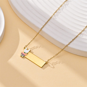 Collana in acciaio inossidabile Resoul con targhetta personalizzabile, gioielli a forma di cartone animato, graziosa collana <span class=keywords><strong>per</strong></span> ragazze, bracciale placcato oro 18k <span class=keywords><strong>per</strong></span> donne - Product Image 3