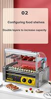 Machine à griller les saucisses électriques à roulettes, machine à hot-dogs à 7 tubes avec fonction de chauffage, nouvelle, 220V, facile à utiliser pour un usage commercial