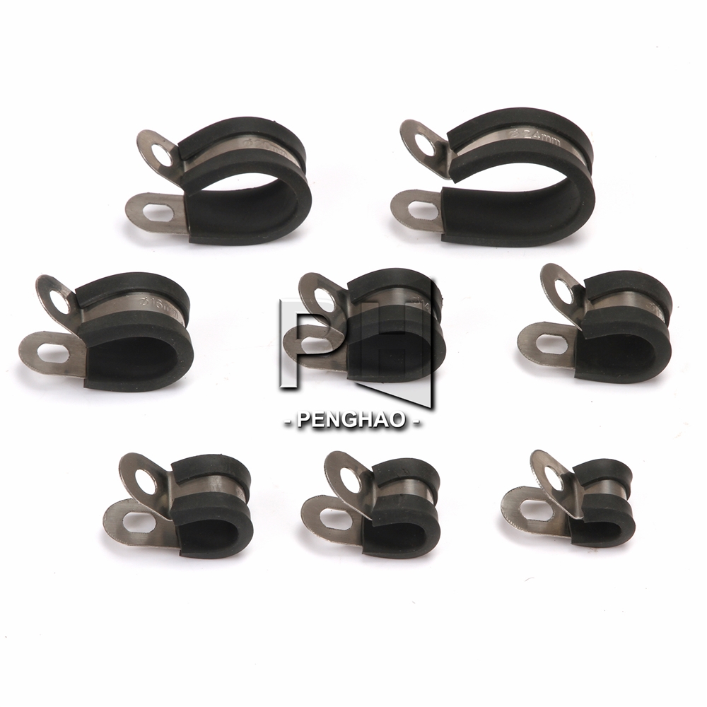 Черный резиновый удерживающий шланг из нержавеющей стали, зажимы для шланга и кабеля, зажим для кабеля 6 мм, 8 мм, 10 мм, 12 мм, 14 мм, 16 мм, 20 мм, 24 мм