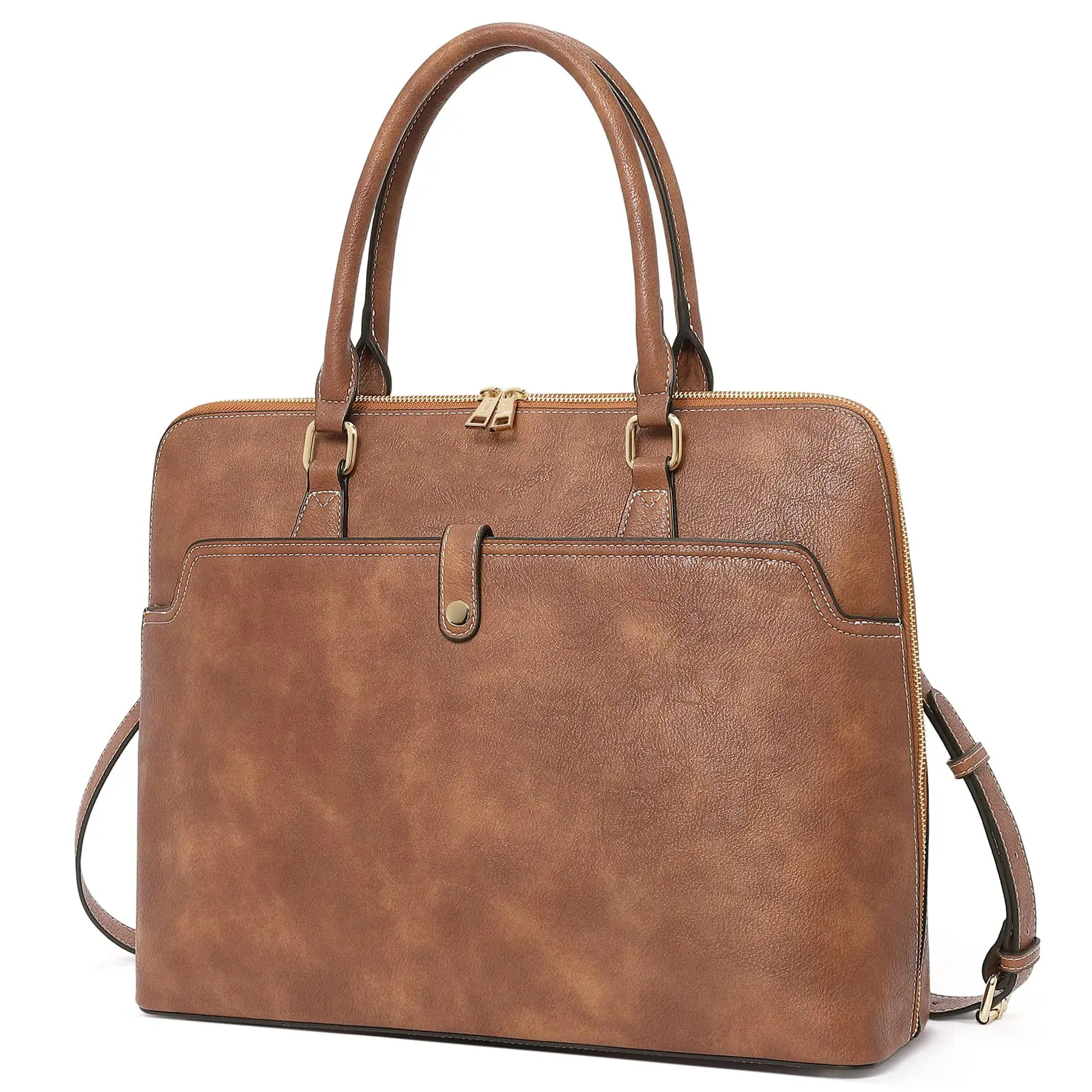 Fashion Vegan Leather 15.6 Inch Laptop Women Messenger Tote Slim Large Pocket Business Case Leather Laptop Bag