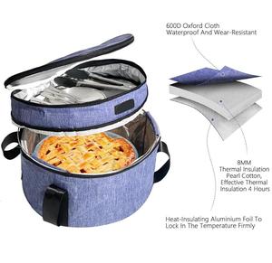 Bolsa Térmica Redonda Oxford para Pizza, Bandeja Aislada para Tartas, Porta Tartas de Dos Niveles para Picnics, Campamentos y Fiestas - Product Image 2