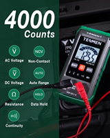 Multímetro Digital Verde de 4000 Lecturas con Rango Automático, Probador de Continuidad de Voltaje AC/DC 600V para Pruebas Eléctricas