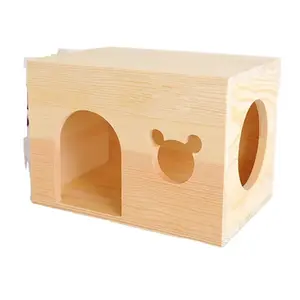 कस्टम लकड़ी के आयोजक बॉक्स पाइन लकड़ी गिलहरी घर छोटे पालतू चिलला लकड़ी के सोने का घर