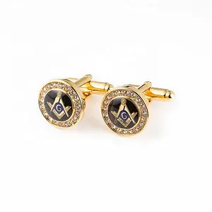 Marlary Custom Cubic Zirconia Enamel Masonic Brass Cufflinks Dongguan Manufacturer