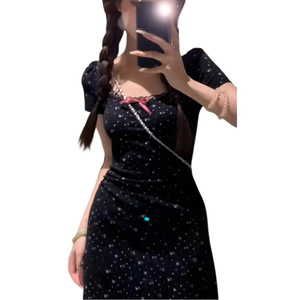 Petite Women Summer Backless Floral Dress Mid Length Natural Waistline Breathable Evening Dress - Product Image 5