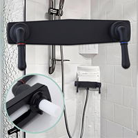 Keran Dapur/Shower Dinding 2 Pegangan Plastik Hitam Putih Putih Tulang dengan Layar LED Aerated Stream dan Katup Tengah 8 Inci