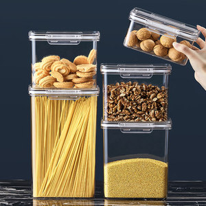 Transparent Plastic Cereal Organizer Box Refrigerator Stackable Airtight Clear Food Storage Containers