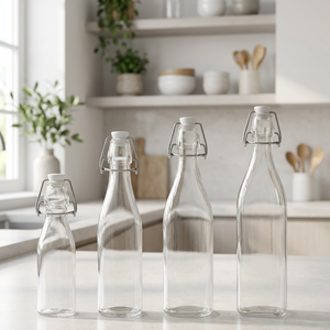 Bouteille en verre à bouchon basculant sécurisée et étanche, recyclable, pour bière artisanale, vin, pub, restaurant, soda, avec joint d'étanchéité - Product Image 2