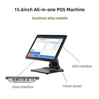 Sistema POS Windows 10 de Alta Resolución, Máquina Todo en Uno POS de 15.6 Pulgadas, Inter N97 8+128GB, Compatible con Cajón de Efectivo e Impresora