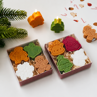 Décoration de fête pour la maison, ensemble de 4 bougies parfumées biodégradables en cire de soja faites à la main, aromathérapie pour les fêtes, forme de Noël dans un coffret cadeau