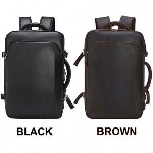 Nouveauté Sac à dos pour ordinateur portable en cuir véritable convertible en sac de voyage de luxe noir et marron grande capacité avec port USB pour homme - Product Image 6