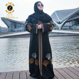 Zaynab Dubai Abaya Robe Musulman alla moda stampato nuovo modello Dubai nero Abaya abito musulmano donna Dubai Abaya