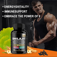 8 en 1 Shilajit Himalaya Gélules Extra Fort Ashwagandha Rhodiola Ginseng Curcuma Cordyceps Ginkgo Complément Hommes Femmes