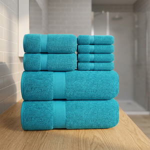 Ensemble de serviettes de bain en coton bio écologique à séchage rapide, couleur unie, rectangulaires, pour usage domestique, taille adulte - Product Image 1