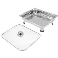 Plateau chauffe-plats rectangulaire en acier inoxydable avec pieds amovibles pour buffet et cuisine