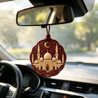 Pendentif de voiture personnalisé en résine islamique musulmane, ornement suspendu mosquée lune étoile, cadeau souvenir religieux Ramadan Aïd Hajj Omra