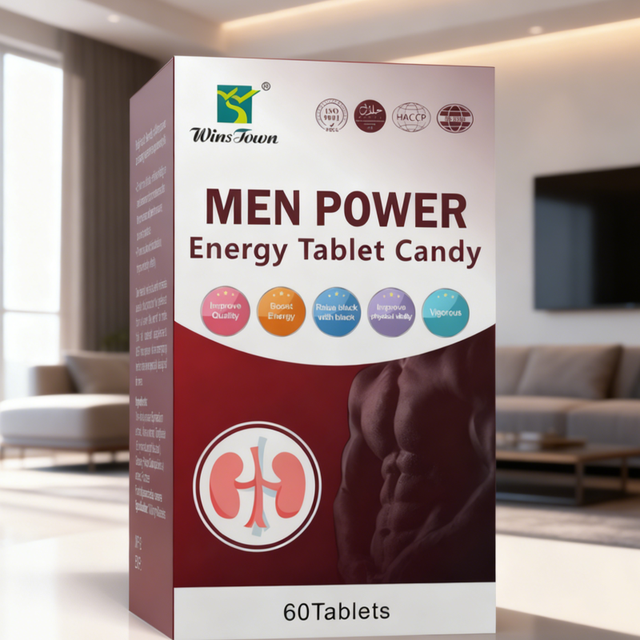 Wins Town Herbal Supplements Men Power Energy Candy Maca Tongkat Ali Epimedium Tablets for Kidney Support Male Vitality