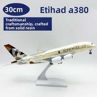 Modèle d'avion Boeing 787/737 sculpté en résine solide à l'échelle 1:130 de 30 cm, avec support, cadeau de collection pour les passionnés d'aviation
