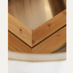 Hachillspa Bain à remous au feu de bois au design moderne avec revêtement en bois massif en acier inoxydable 304 Poêle à bois pour <span class=keywords><strong>spa</strong></span> extérieur - Product Image 3