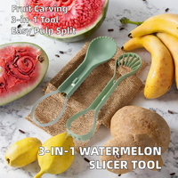 Junnuo – Ensemble 3 pièces multifonctionnel pour melon : trancheuse, cuillère, éplucheur et séparateur de pulpe pour assiette de fruits